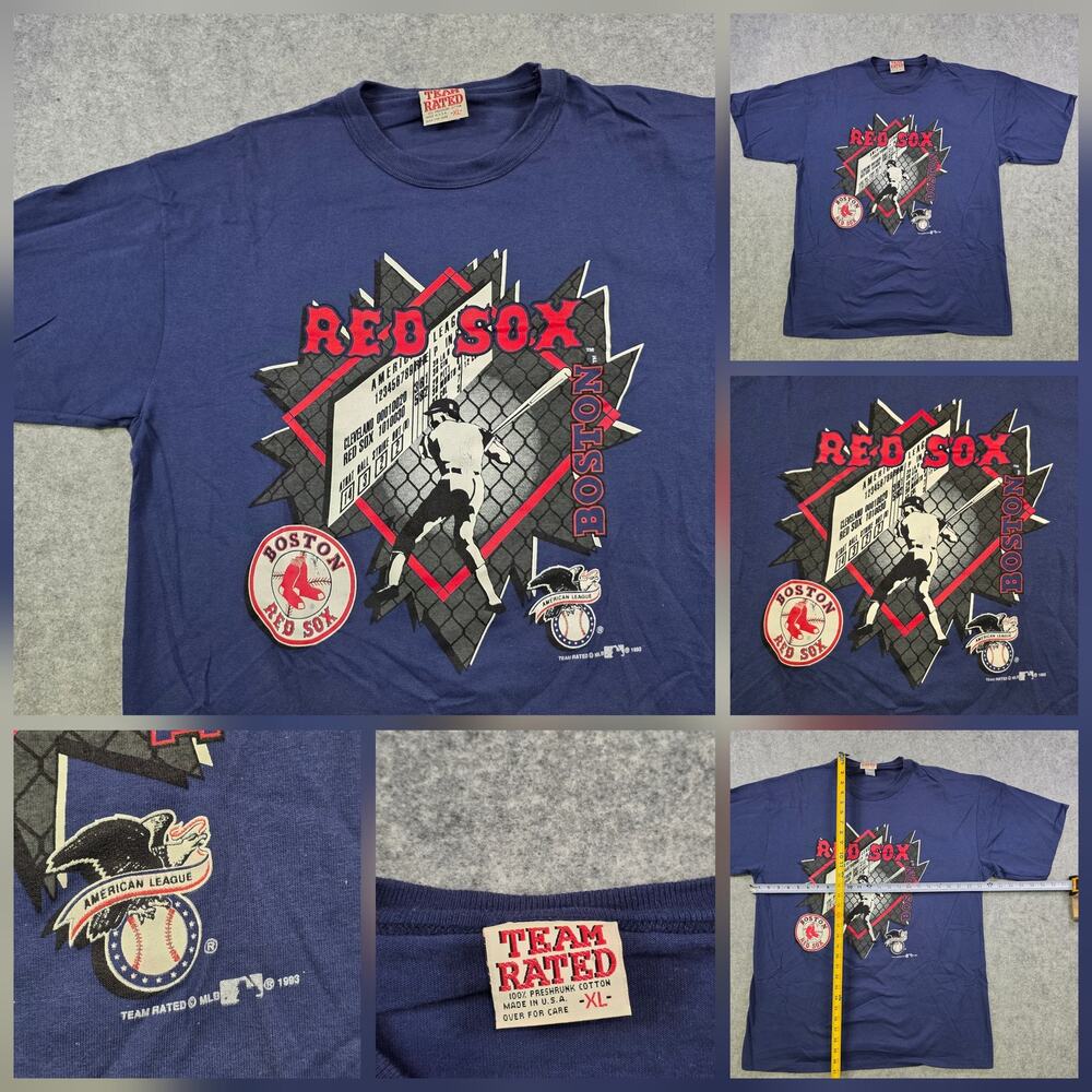 Vintage Boston Red Sox‎ T Shirt Mens XL Blue MLB Baseball Team Rated 1993 90s